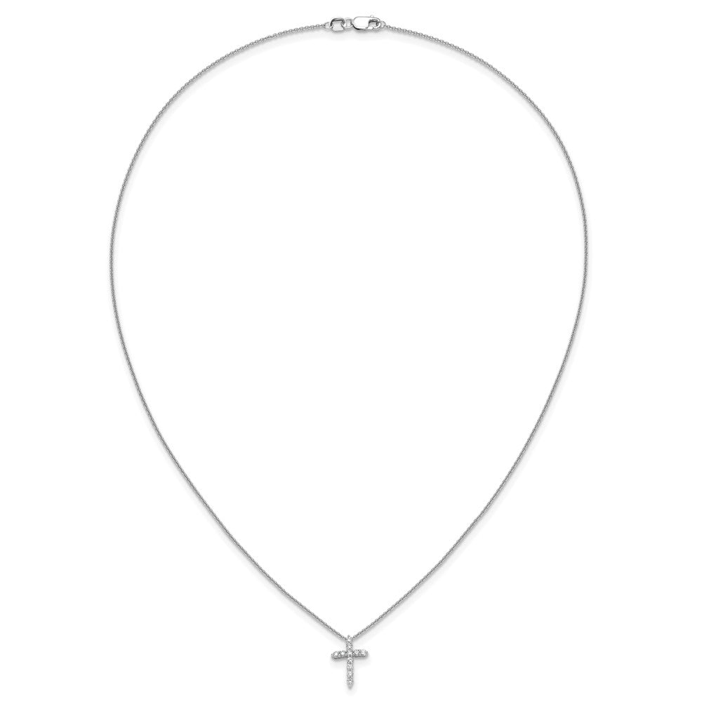 True Origin 14k White Gold 1/4 carat Lab Grown Diamond VS DEF 18 inch Cross Pendant Necklace