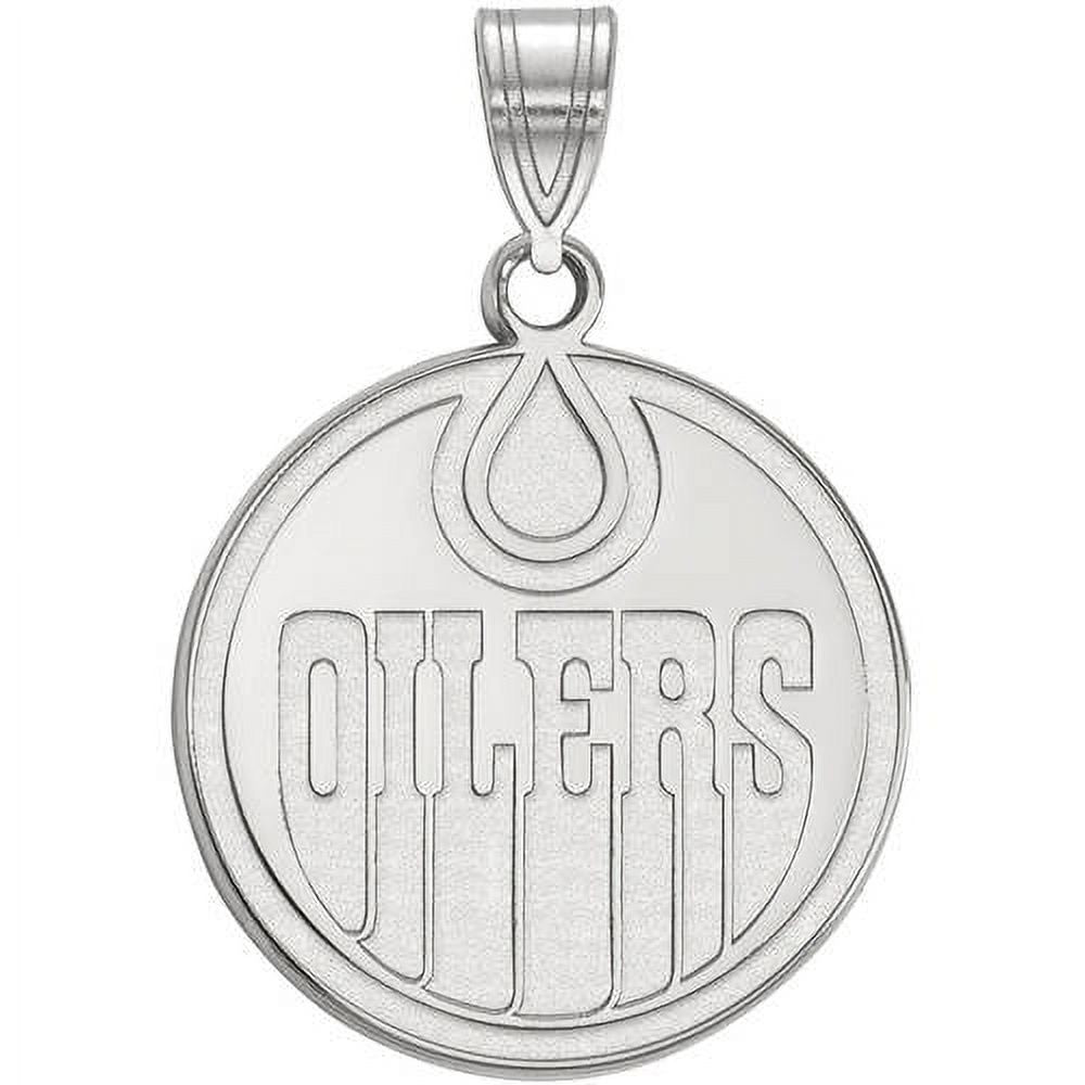 LogoArt Sterling Silver Rhodium-plated NHL Edmonton Oilers Large Pendant