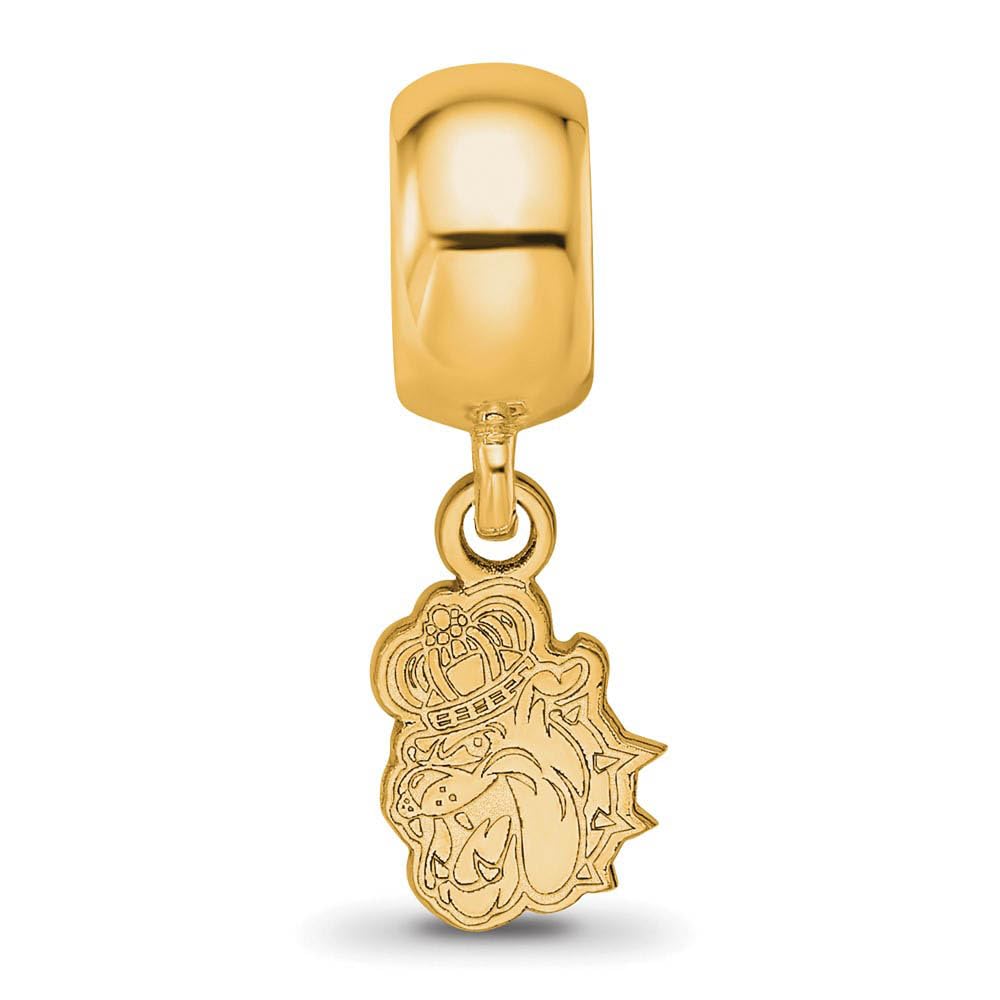 Sterling Silver Gold-plated LogoArt James Madison University Duke Dog Extra Small Dangle Bead Charm