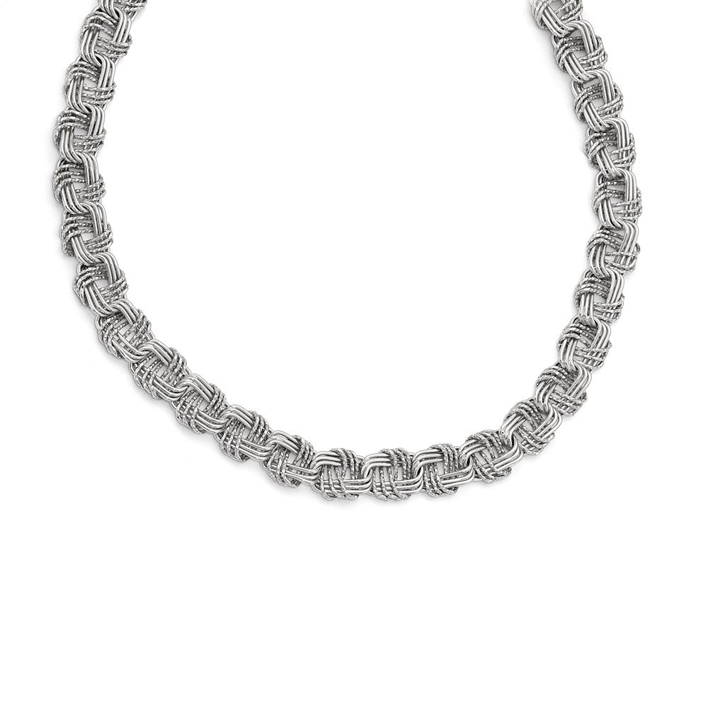 Sterling Silver Polished & DC w/1in ext. Necklace