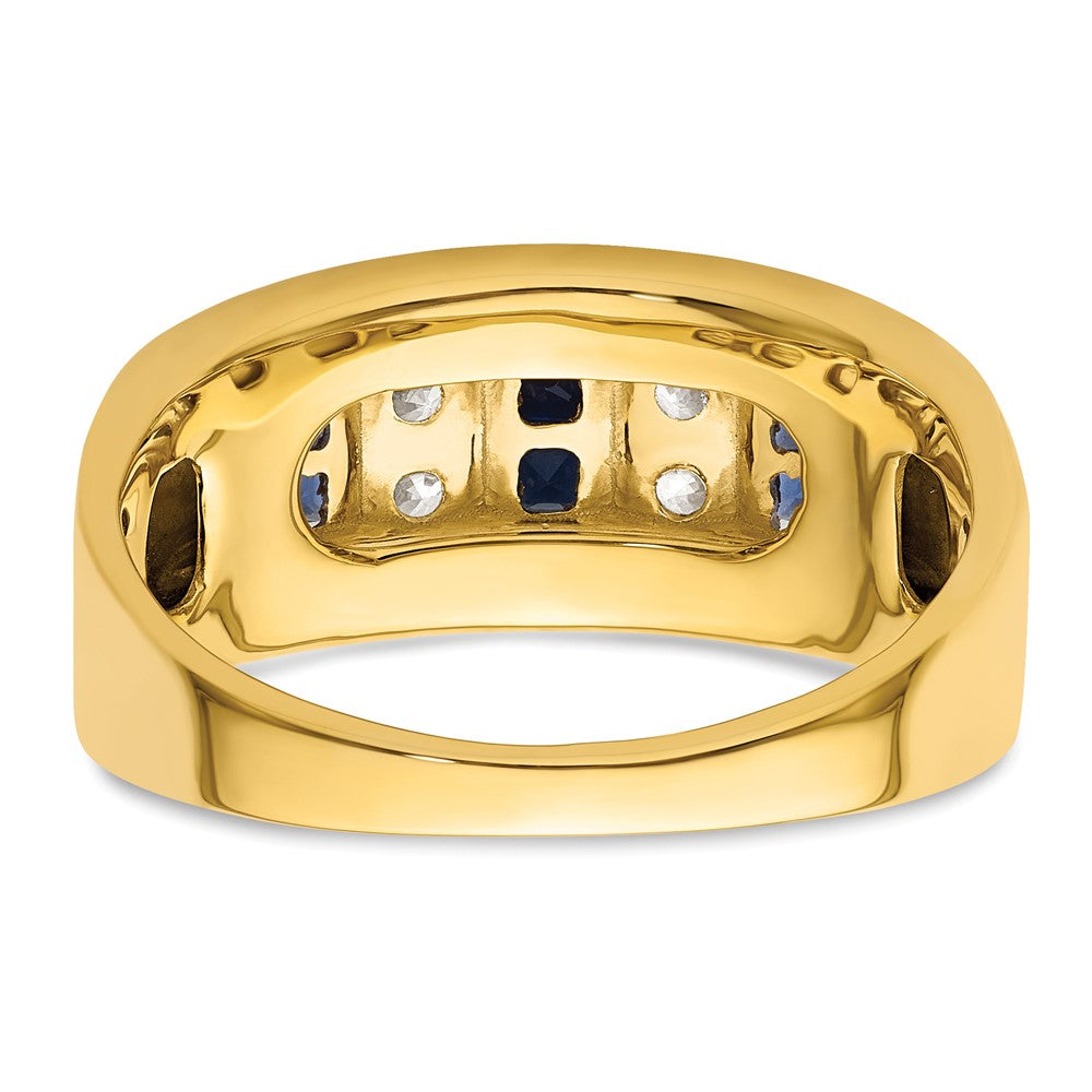 IBGoodman 14k 1 1/4 carat Lab Grown Diamond VS/SI+ G+ and Lab Created Blue Sapphire Complete Men's Ring