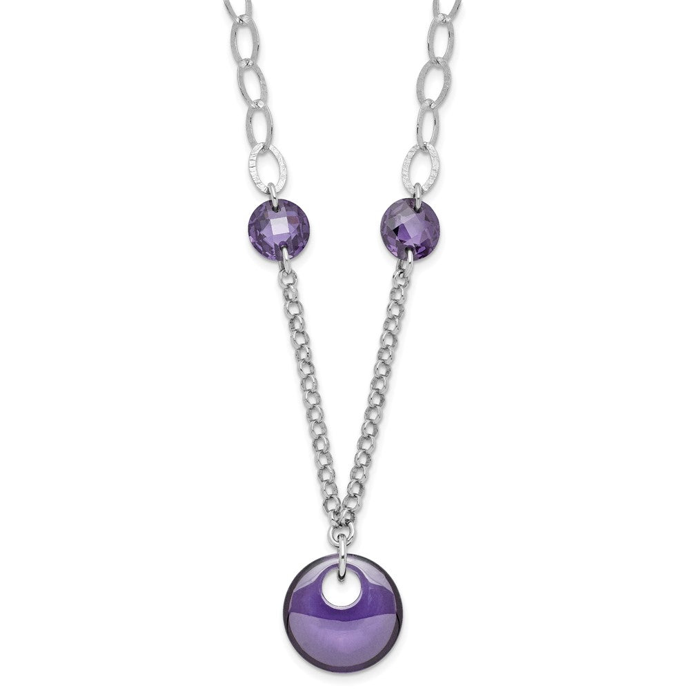 Sterling Silver Purple CZ Fancy Necklace