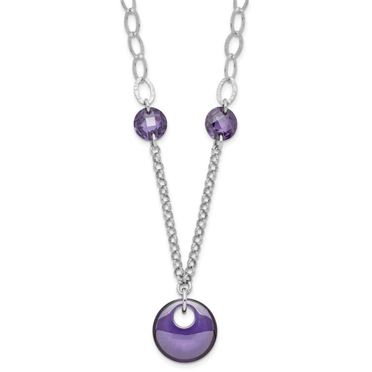 Sterling Silver Purple CZ Fancy Necklace