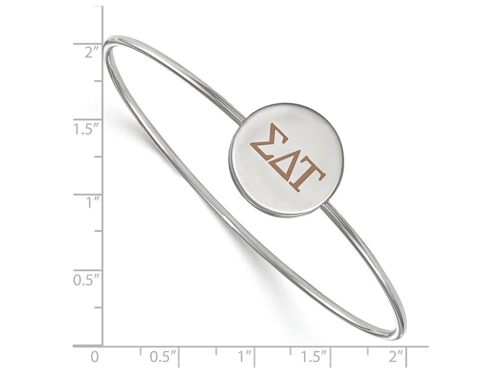 Sterling Silver Official Licensed Greek Sororities Sigma Delta Tau Enameled Slip-on Bangle