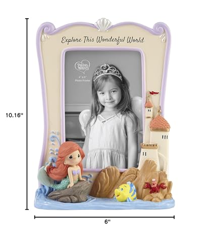 Precious Moments Disney Hand-painted Resin Explore This Wonderful World Ariel Sculpted 4x6 Photo Frame