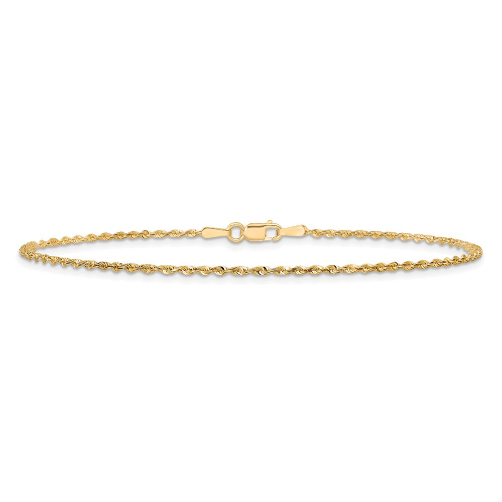 14K 9 inch 1.5mm Ultra Diamond-cut Rope with Lobster Clasp Anklet