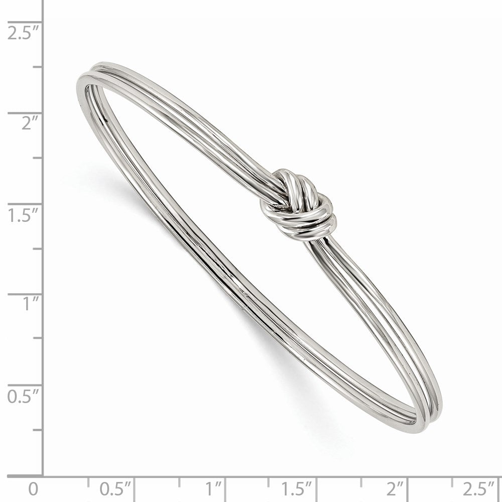 Sterling Silver Rhodium-plated Polished Knot Slip on Bangle 8 inches