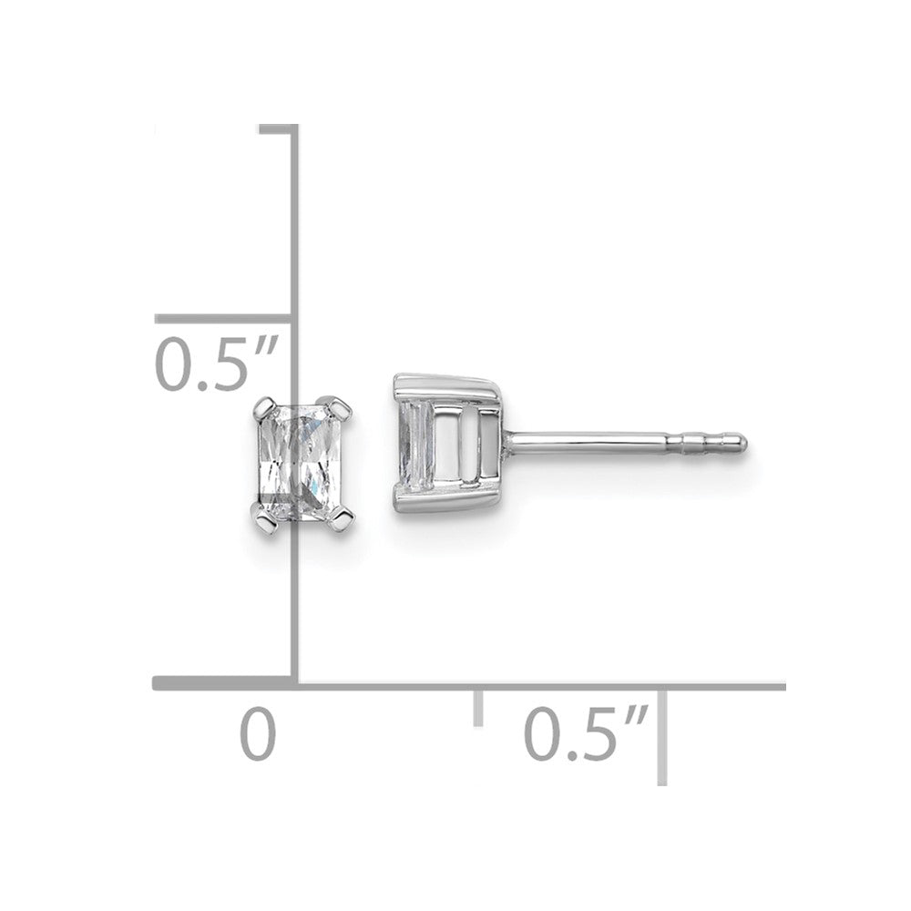 14k White Gold 1/2 carat Lab Grown Diamond VS/SI+ G+ Radiant Complete Four Prong Stud Earrings