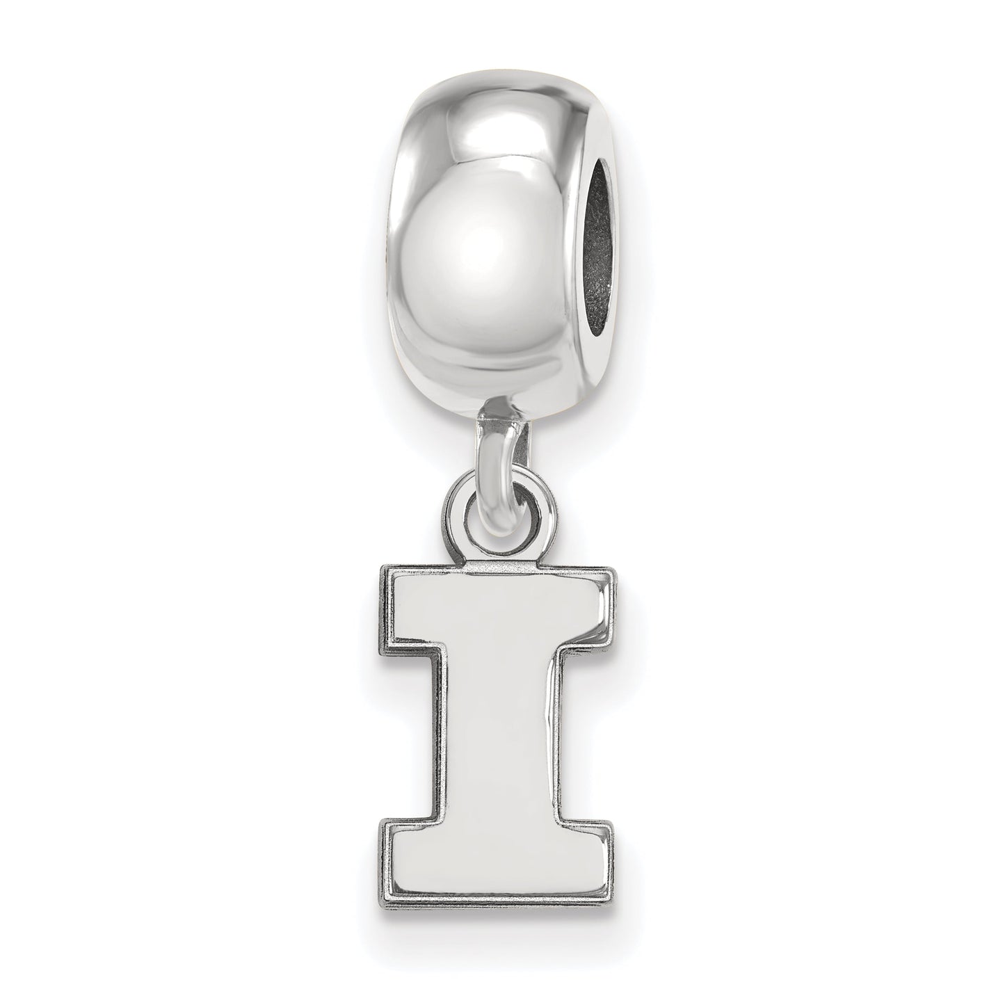 Sterling Silver Rhodium-plated LogoArt University of Illinois Letter I Extra Small Dangle Bead Charm
