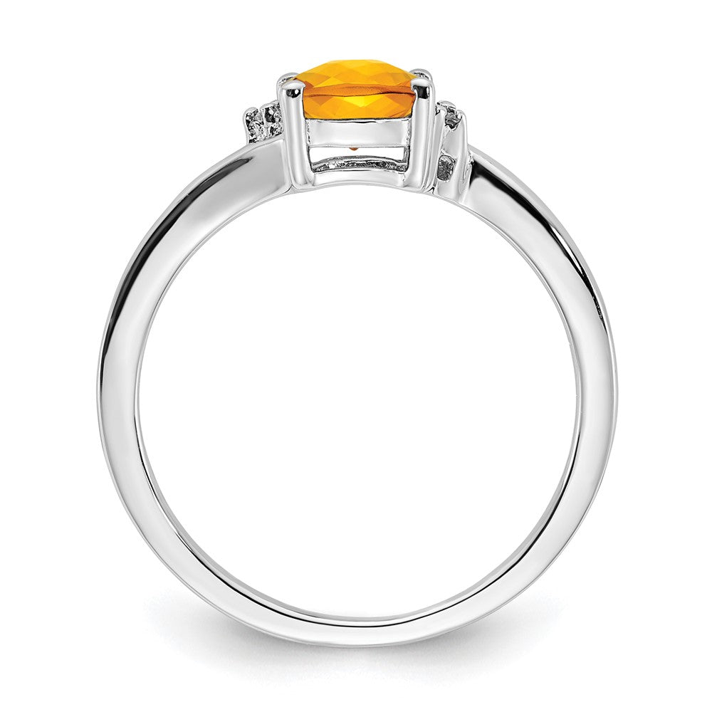 Sterling Silver ANC Citrine & Diamond Ring