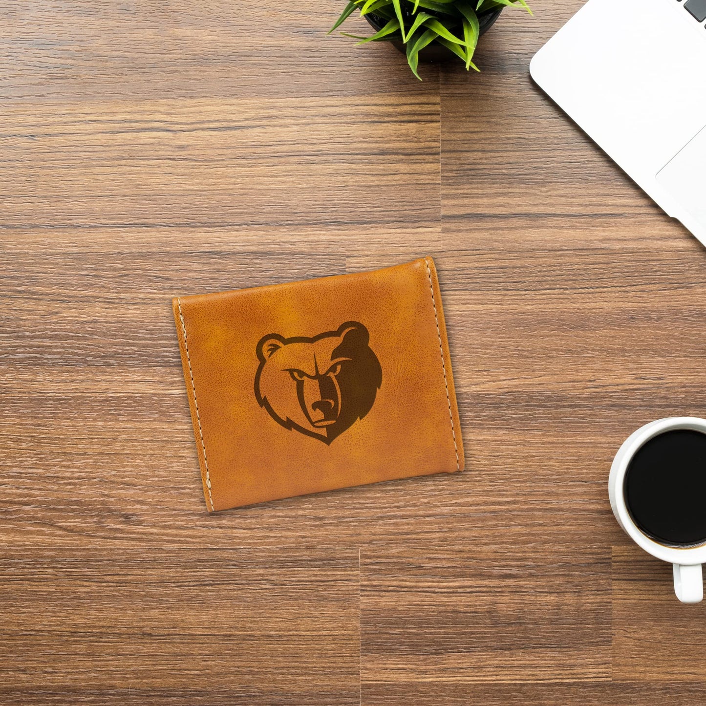 Basketball Rico Industries Memphis Grizzlies Brown Laser Engraved Trifold Laser Engraved Tri-Fold Wallet - Men's Accessory
