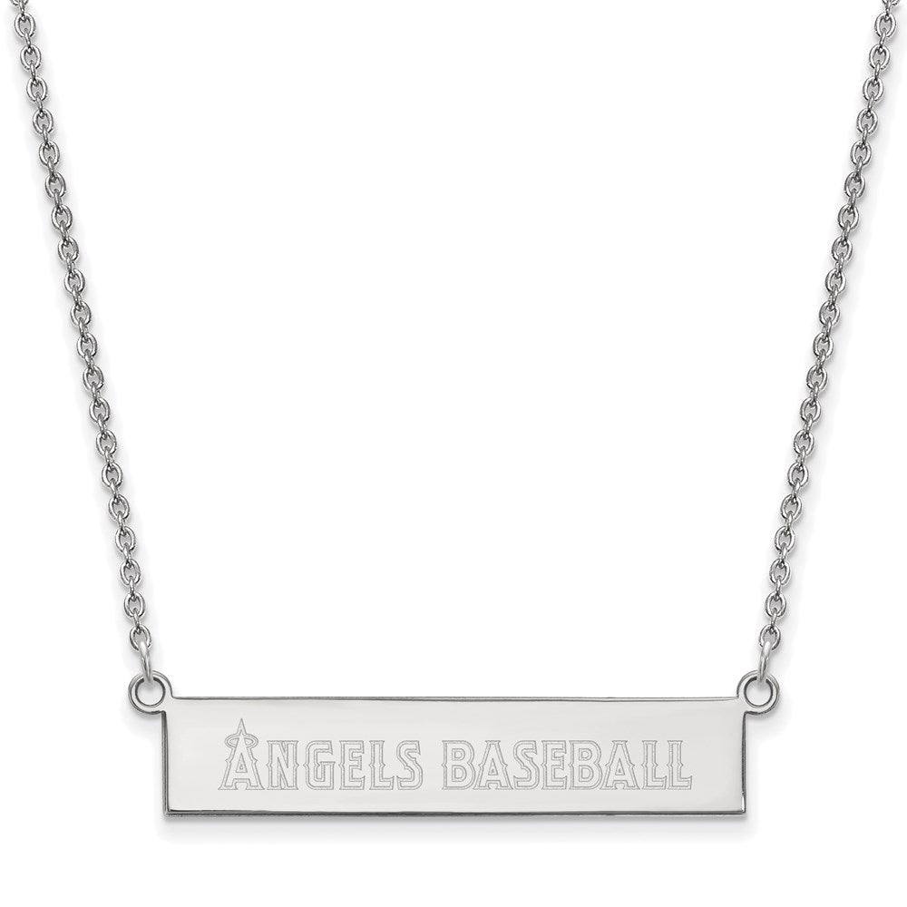 Sterling Silver Rhodium-plated Los Angeles Angels Team Script Bar 18 inch Necklace