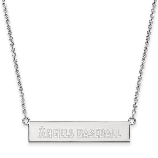 Sterling Silver Rhodium-plated Los Angeles Angels Team Script Bar 18 inch Necklace