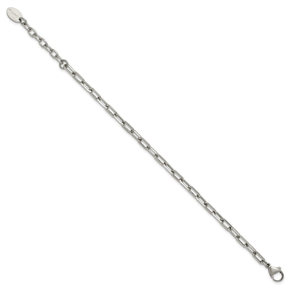 Chisel Stainless Steel Polished 6.5 inch Plus a 1.5 inch Extension Paperclip Chain Link Bracelet 6.5 inches