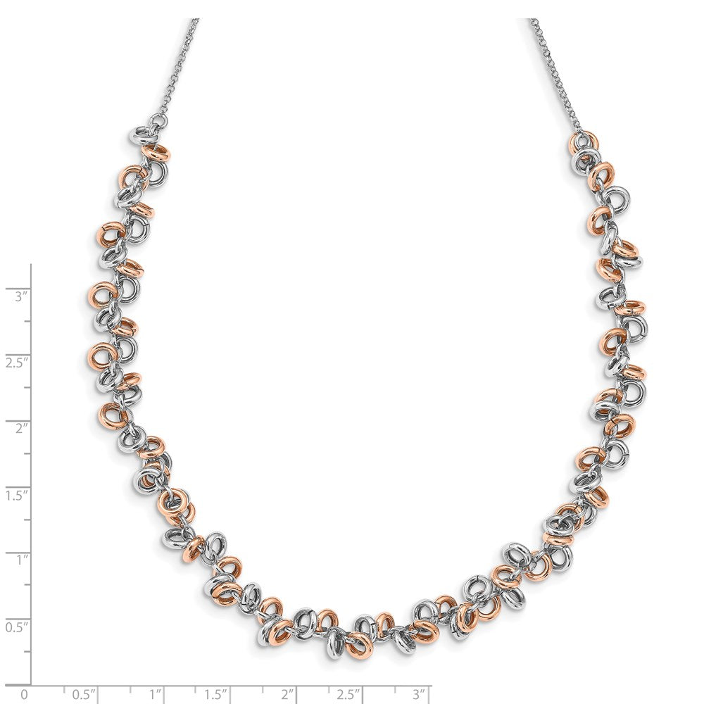 Sterling Silver Rose-plated and White Necklace