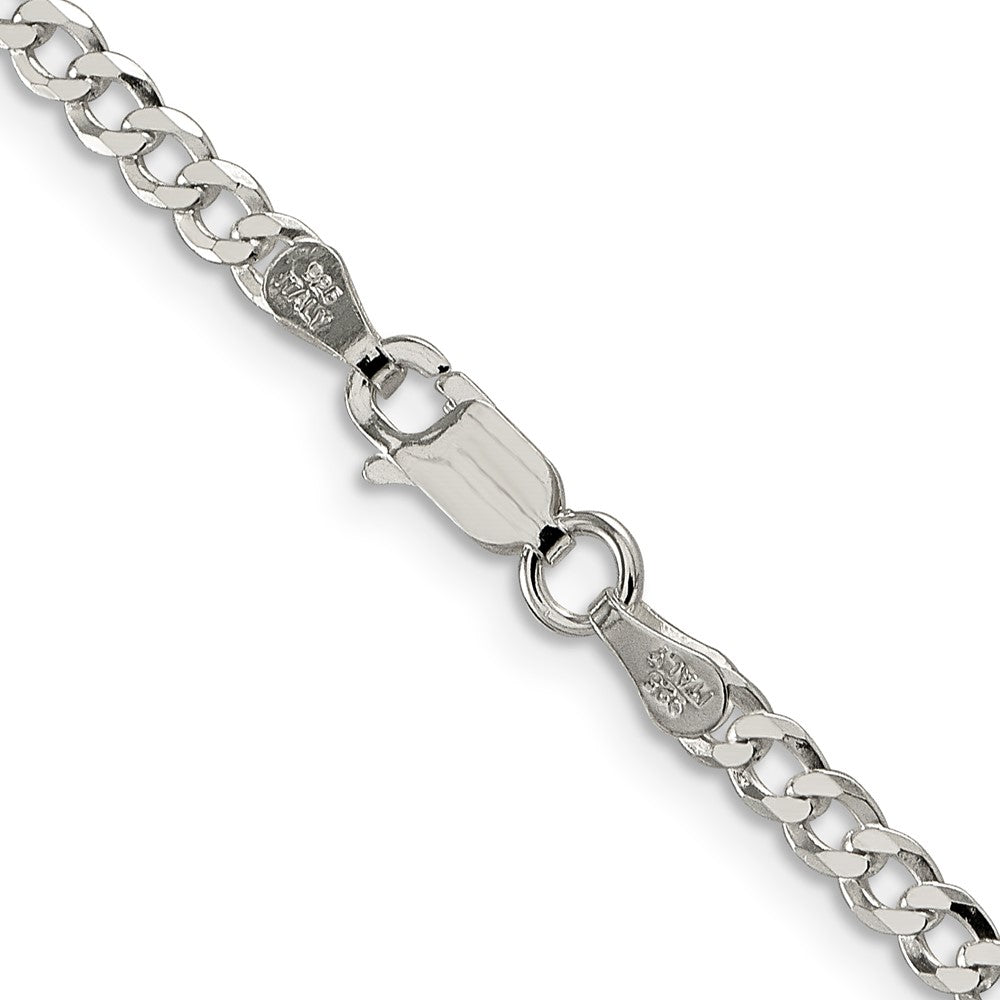Sterling Silver 3.2mm Beveled Curb Chain 20 Inches