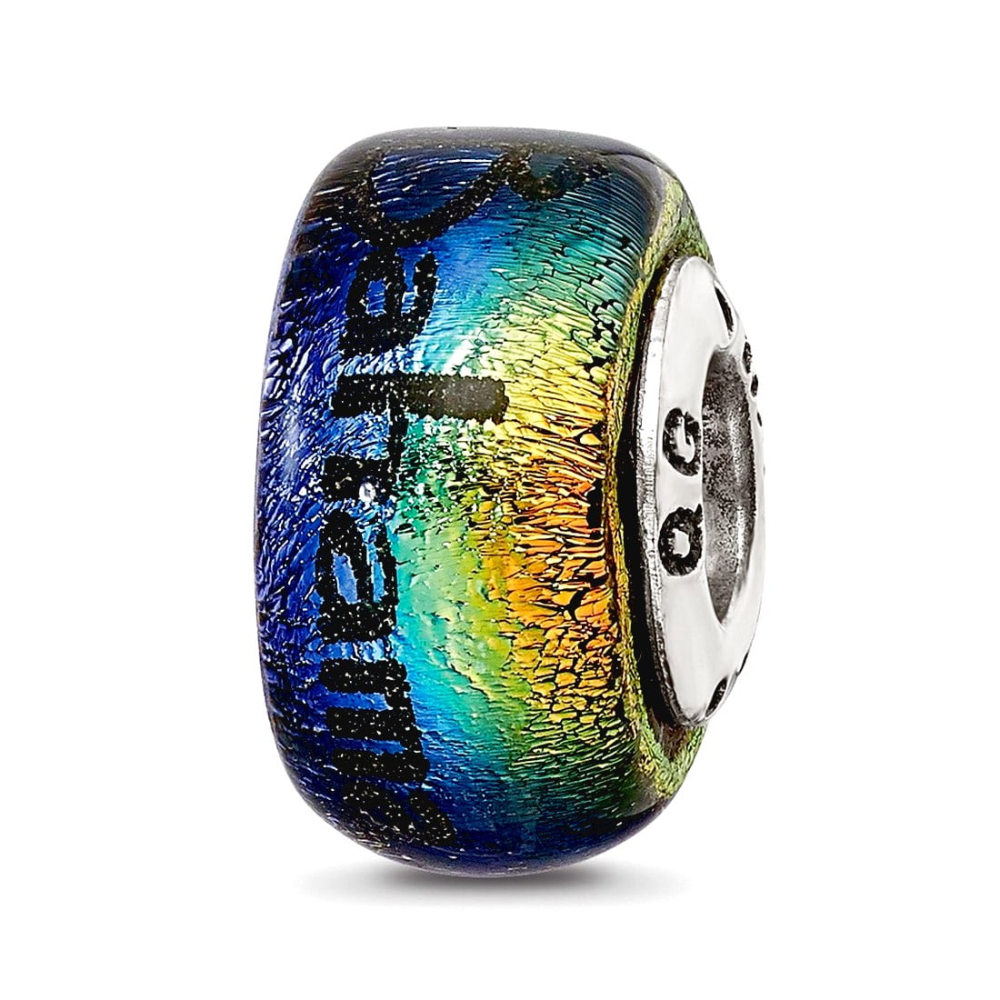 Sterling Silver Reflections Bahama Orange Dichroic Glass Bead
