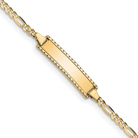 14k Children's Figaro Link ID Bracelet 6  inches