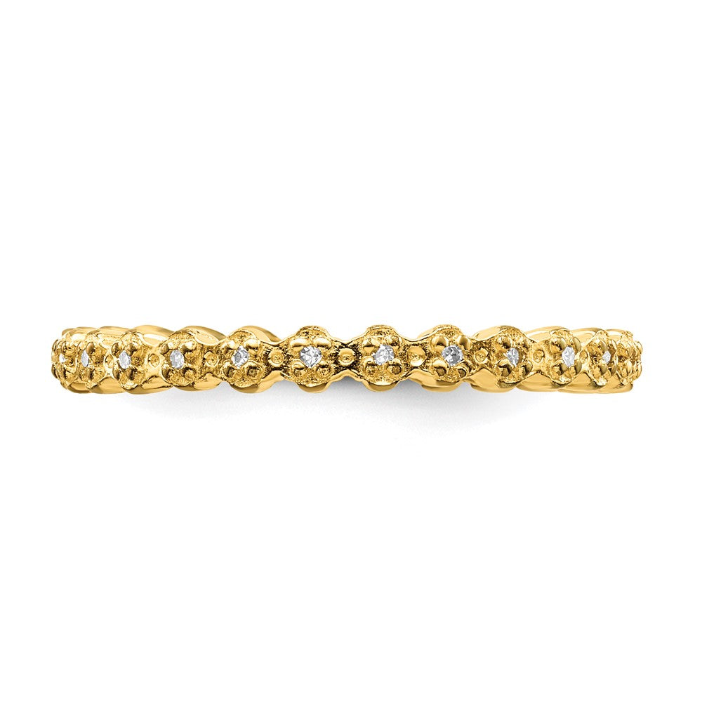 Sterling Silver Stackable Expressions Diamond Gold-plated Ring Size -10