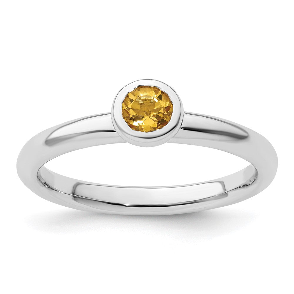 Sterling Silver Stackable Expressions Low 4mm Round Citrine Ring Size -9
