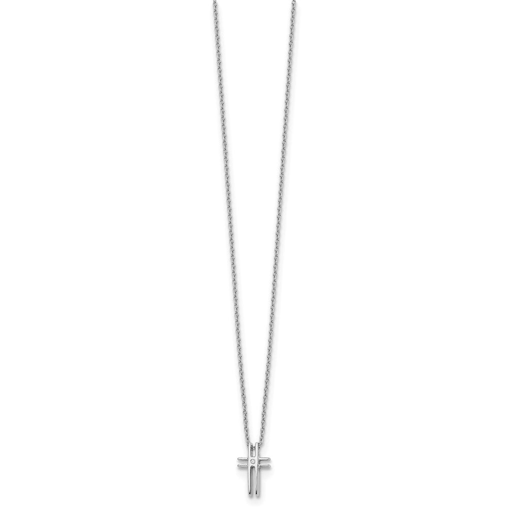 White Ice Sterling Silver Rhodium-plated 18 Inch Diamond Cross Necklace with 2 Inch Extender 18 Inches