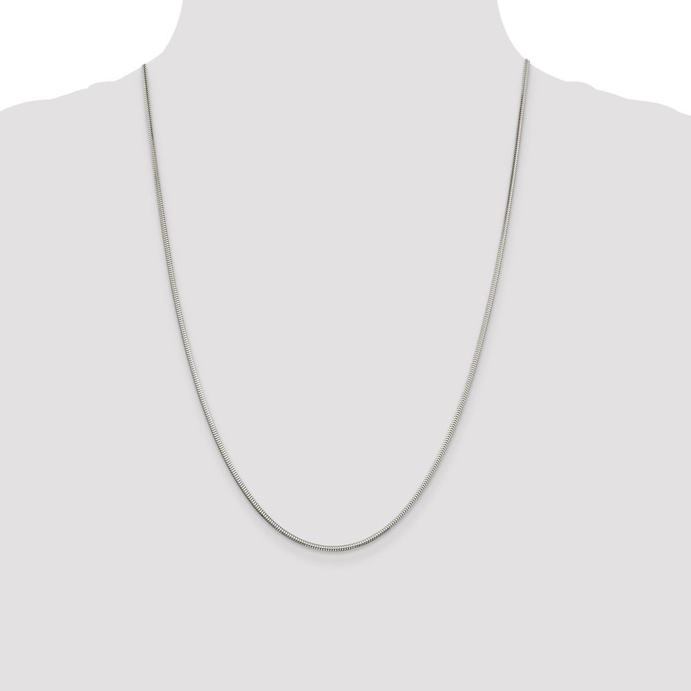 Sterling Silver 2mm Diamond-cut Snake Chain 24 Inches