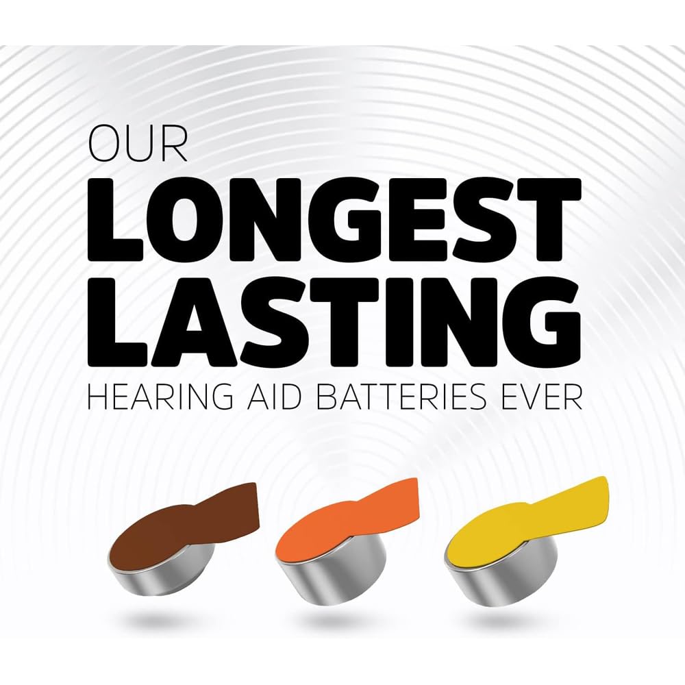 Energizer Hearing Aid Batteries Size 10, Yellow Tab, 8 Pack