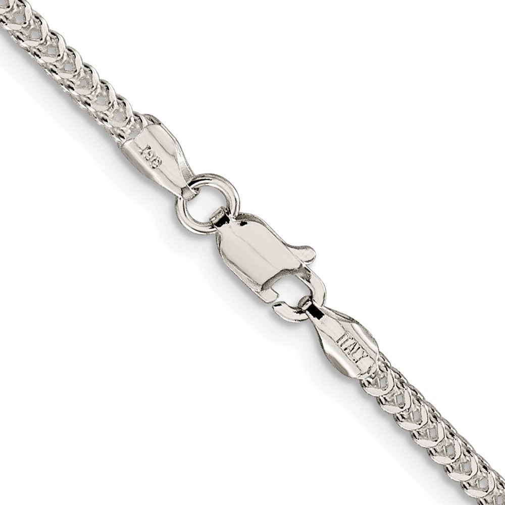 Sterling Silver Rhodium-plated 2mm D/C Square Franco Chain