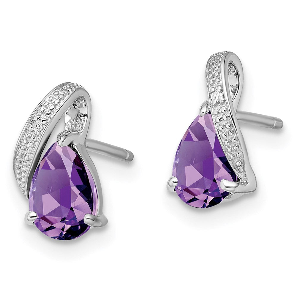 White Ice Sterling Silver Rhodium-plated Diamond Heart Post Earrings
