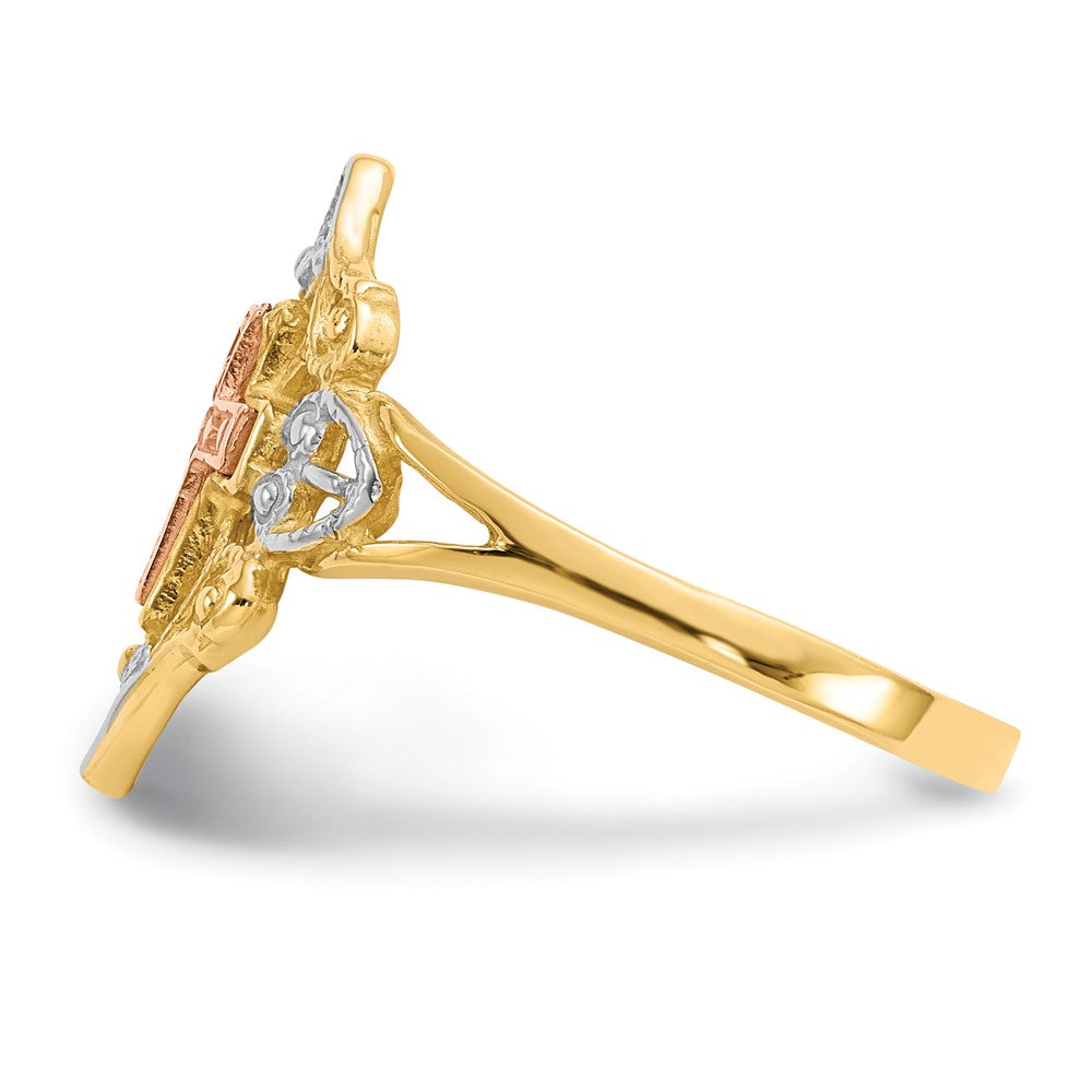 14K Two-tone w/White Rhodium Cross Ring Size 7