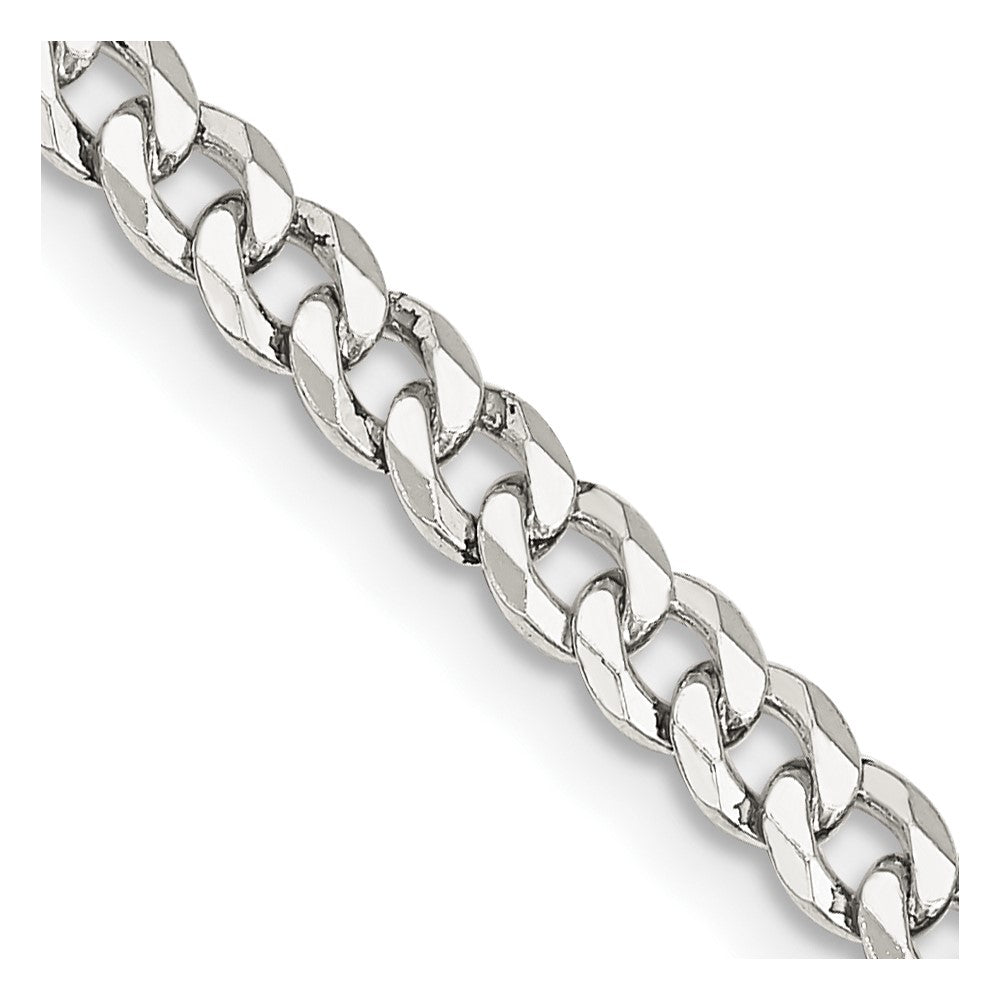 Sterling Silver 4mm Beveled Curb Chain 30 Inches