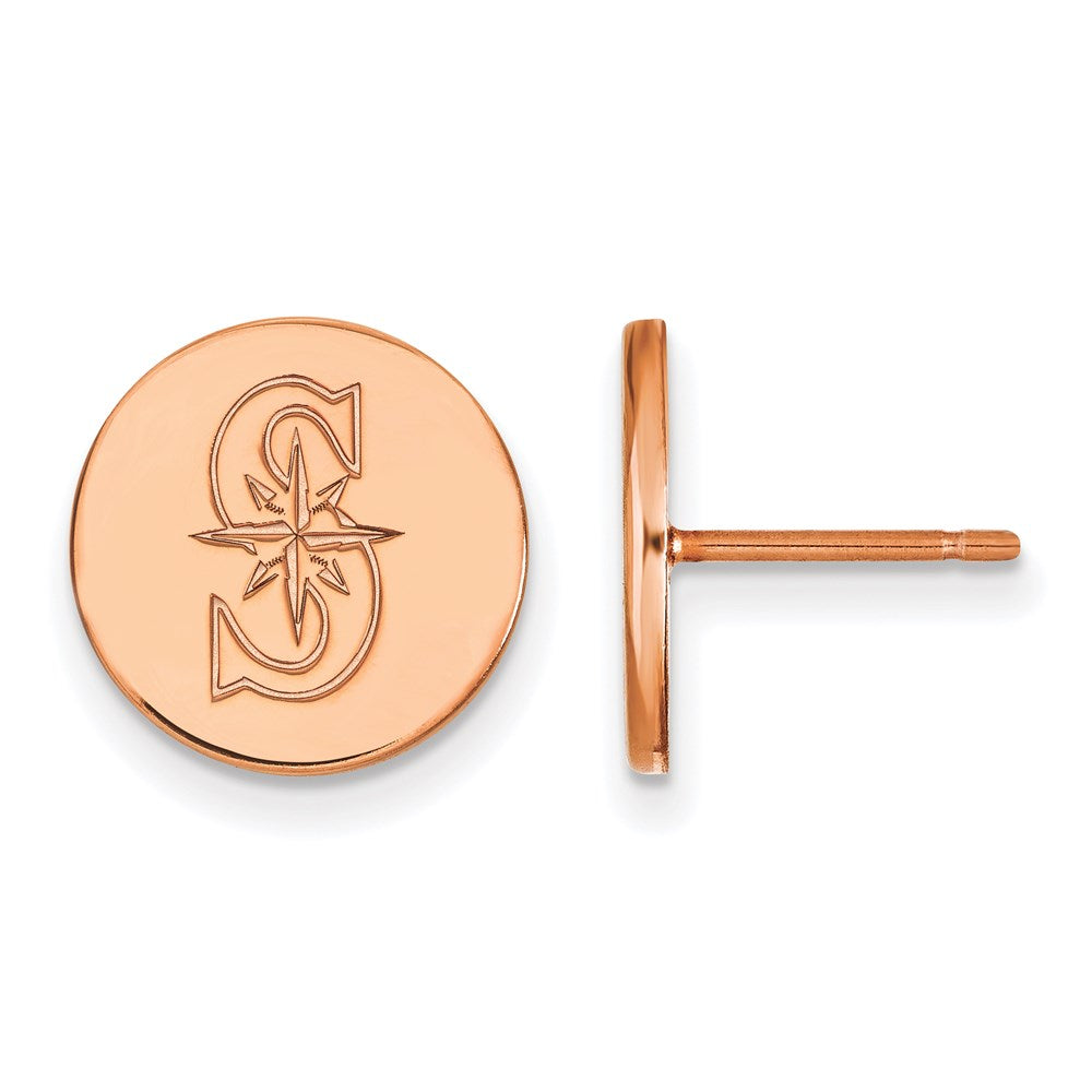 SS Rose Gold-plated MLB LogoArt Seattle Mariners Small Disc Earrings