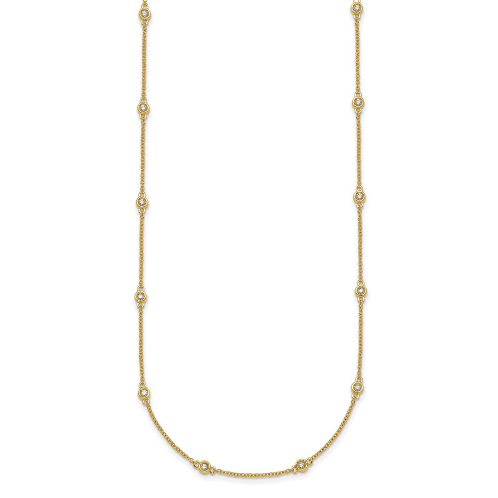 14k Complete 1/3 carat Bezel-set Diamond and Cable Chain 18-Station 18 inch Necklace
