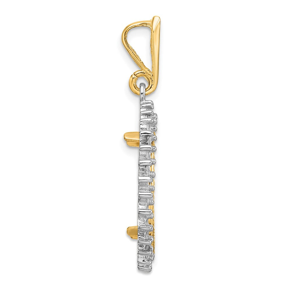 Wideband Distinguished Coin Jewelry 14k Two-tone Polished and Diamond-cut Diamond Circle 18.0mm Prong Coin Bezel Pendant Mounting