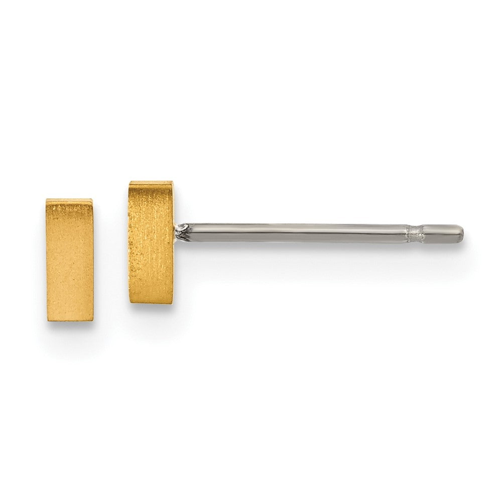 Titanium Brushed Yellow IP-plated Rectangle Post Earrings