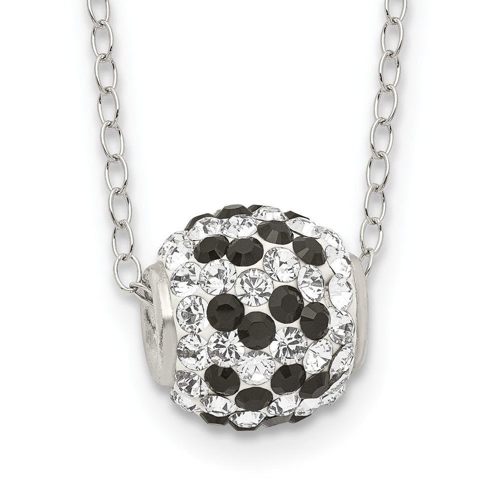 Sterling Silver Rhodium-plated Black and White Stellux Crystal Necklace 18 Inches