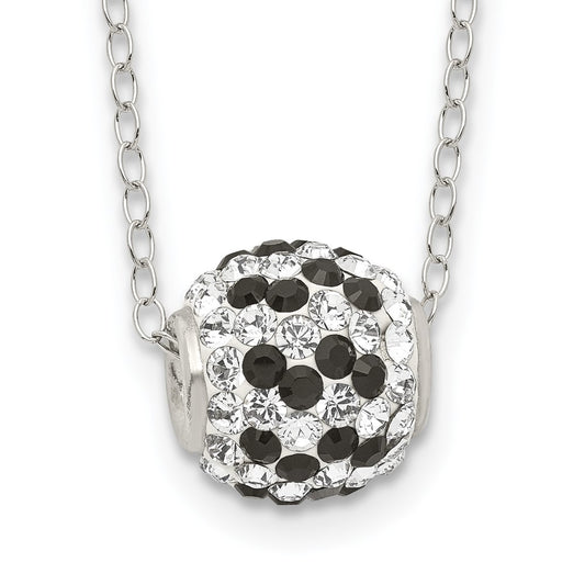 Sterling Silver Rhodium-plated Black and White Stellux Crystal Necklace 18 Inches