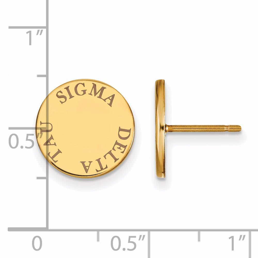 14K Plated Silver Sigma Delta Tau Brown Enamel Post Earrings