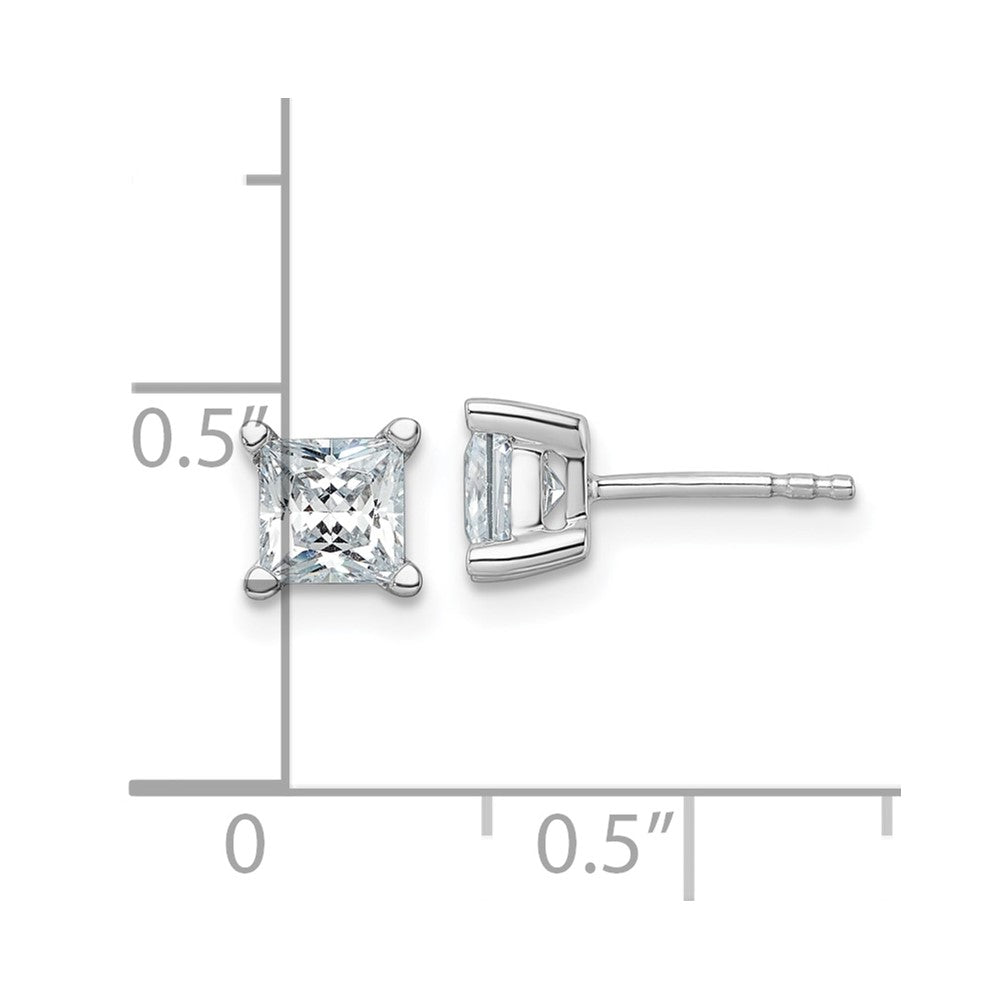 14k White Gold 1 1/2 ctw Lab Grown Diamond VS+ F+ Princess 4 Prong Heavy Wt. Stud Earrings