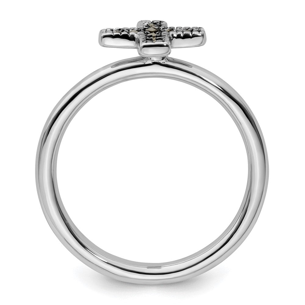 Sterling Silver Stackable Expressions Marcasite Cross Ring Size -6
