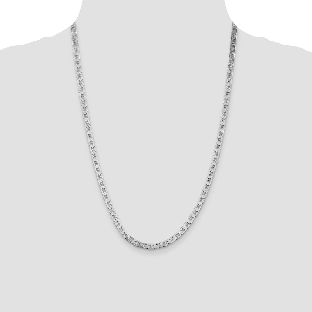 Sterling Silver Rhodium-plated 4.5mm Flat Anchor Chain 24 Inches