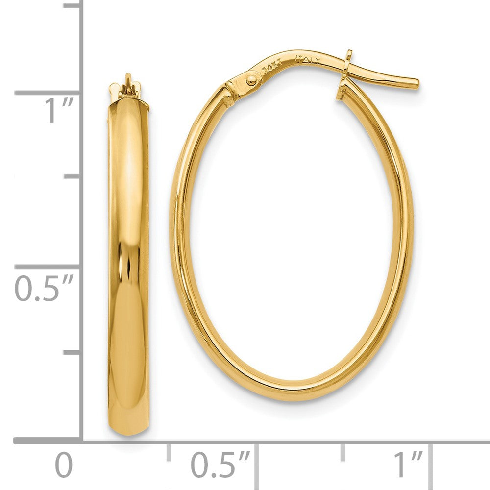 14K Polished Oval Hoop Earrings