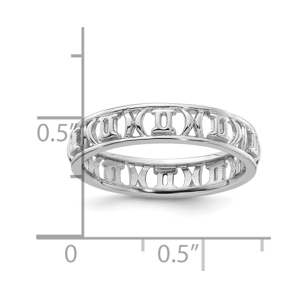 Sterling Silver Stackable Expressions Gemini Zodiac Ring Size -9