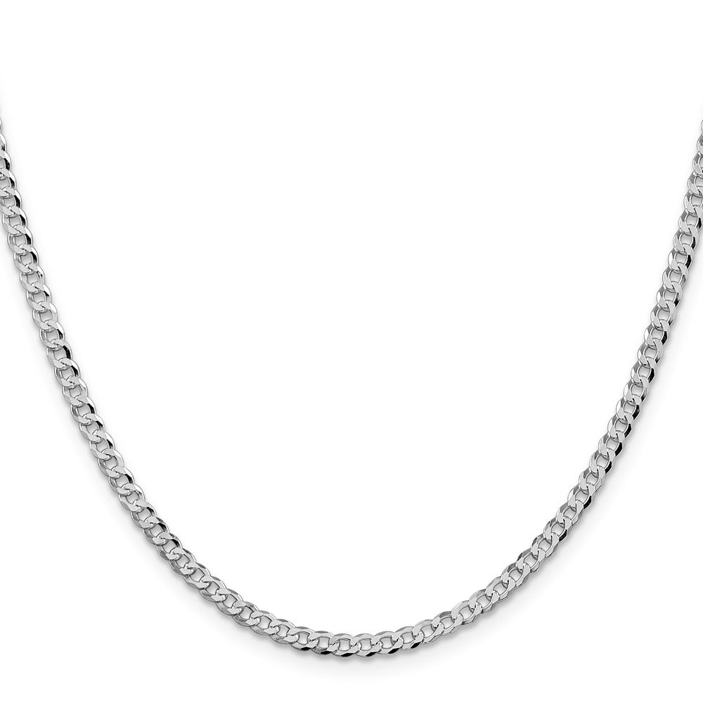 Sterling Silver Rhodium-plated 3.2mm Beveled Curb Chain 22 Inches