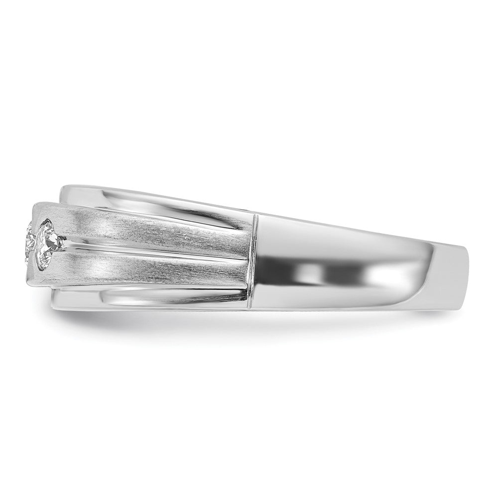 10K White Gold Polished & Brushed Diamond Men's Band