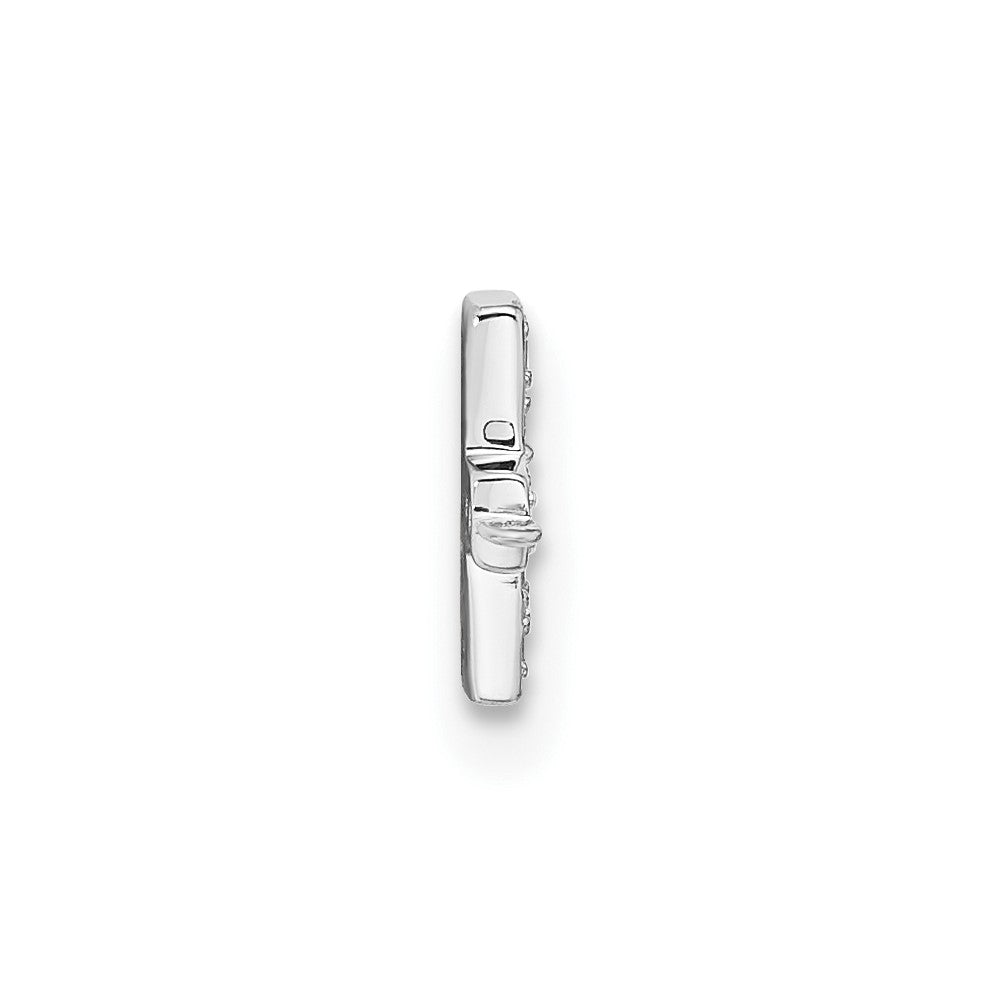 14k White Gold Polished Diamond Sideways Cross with 3 in ext Necklace