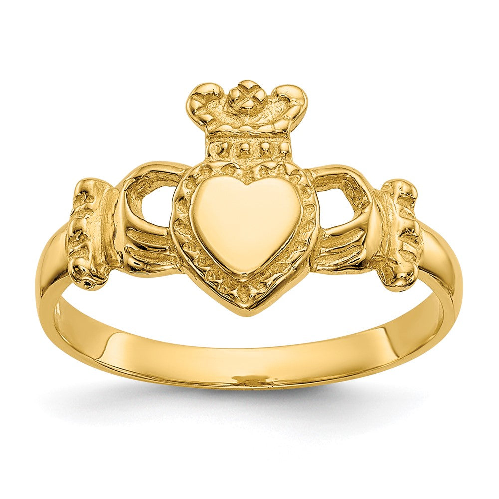 14k Polished Ladies Claddagh Ring Size 6