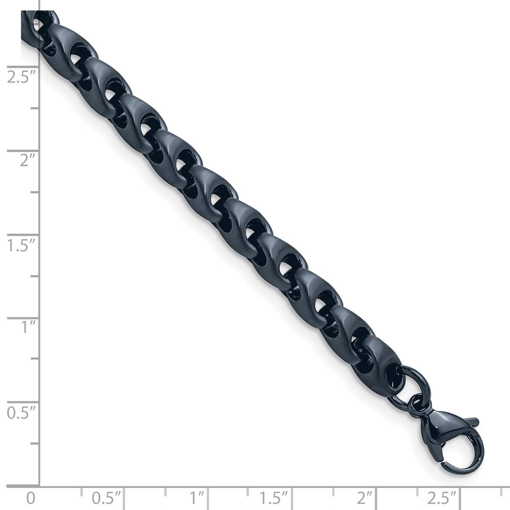 Stainless Steel Brushed Dark Grey/Blue IP-plated 5.75mm 8.5in Bracelet 8.5 inches