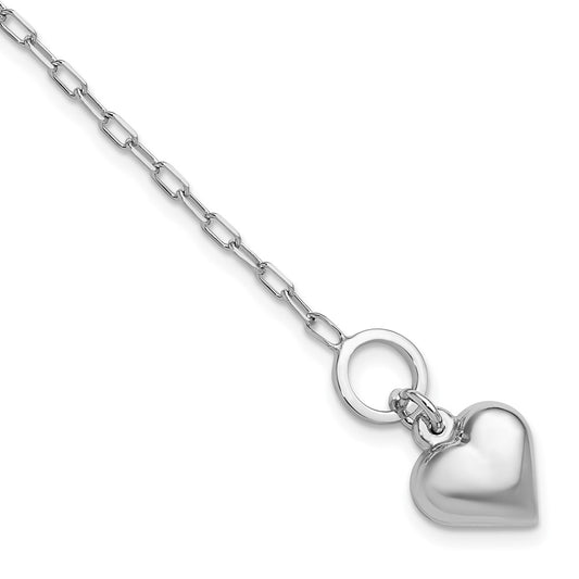 Sterling Silver Rhodium-plated Polished Heart Toggle Bracelet 7.5  inches