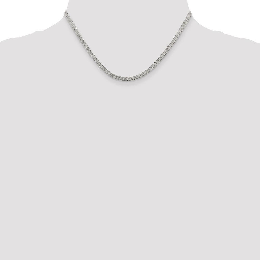 Sterling Silver 3.8mm Pav‚ Curb Chain 16 Inches